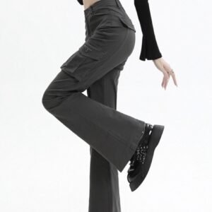 프라다 여성 플레이트 카고 부츠컷 팬츠 (바지)