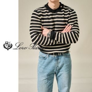 로로피아나 스트라이프 견장 니트