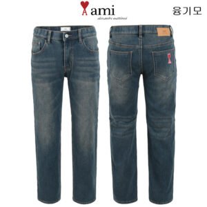 아미 융기모 틴워싱 히든 밴딩 일자 청바지