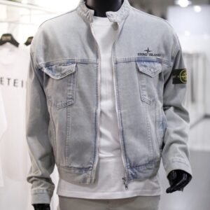 스톤아일랜드 체스트 로고 투웨이 데님 블루종 자켓