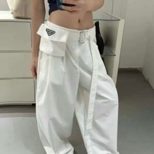 프라다 핀턱 와이드 벨트 팬츠 (여성)