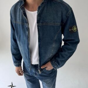 스톤아일랜드 세미 드롭 숄더 바이커 청자켓(남성)