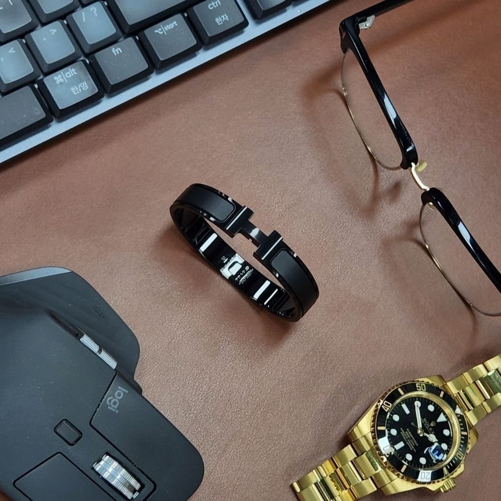 에르메스 491 클릭아슈 올블랙 무광 팔찌(남성) - 이미지 6