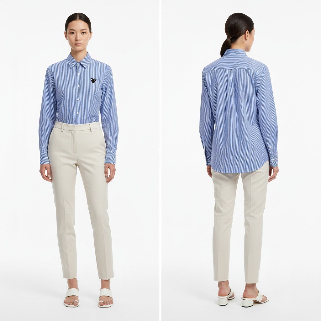 꼼데가르송 스트라이프 셔츠(소라+블랙) - 이미지 7