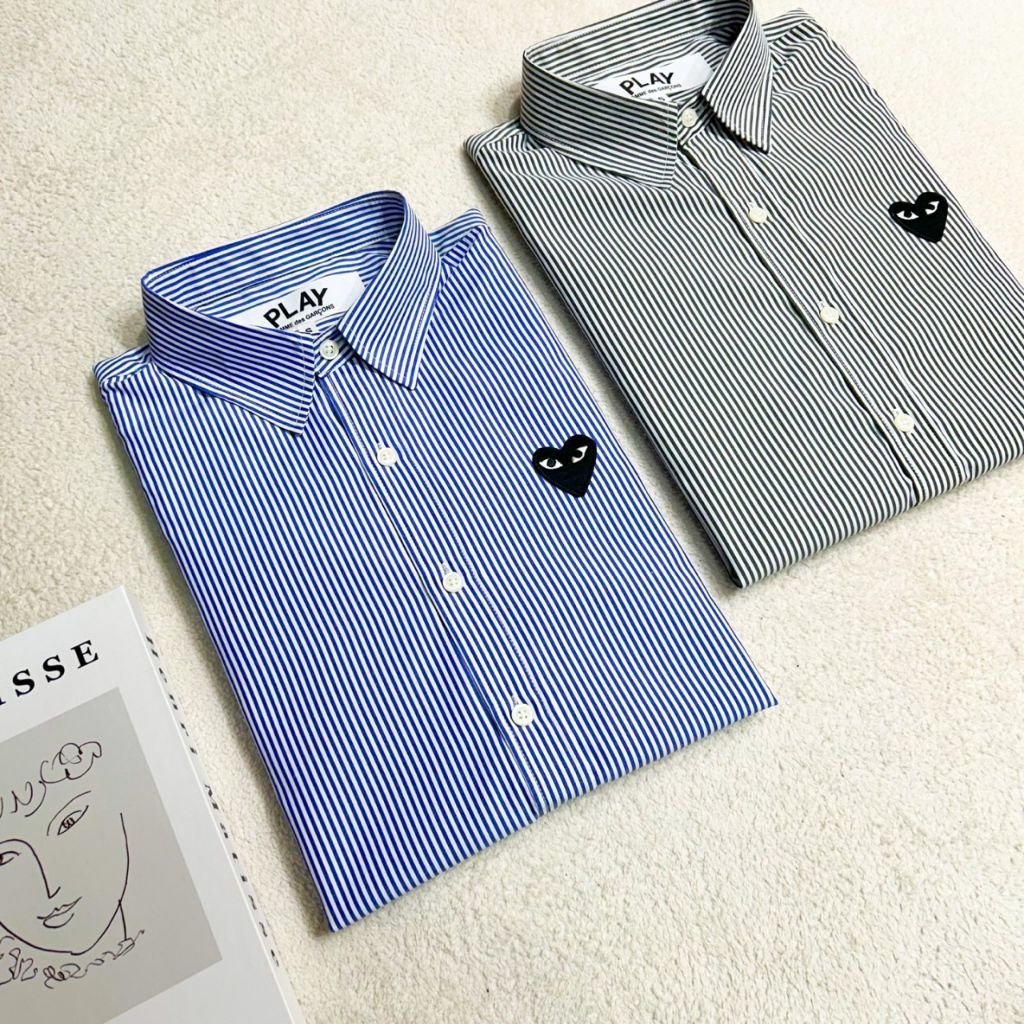 꼼데가르송 스트라이프 셔츠(소라+블랙) - 이미지 9