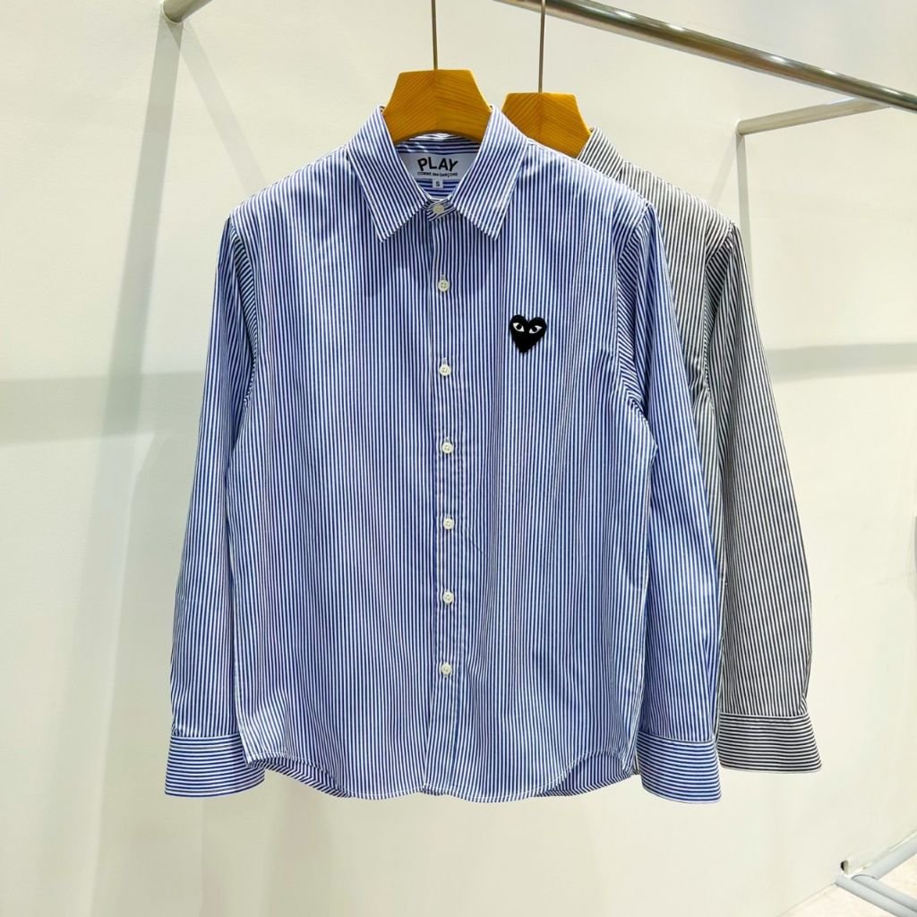 꼼데가르송 스트라이프 셔츠(소라+블랙) - 이미지 2