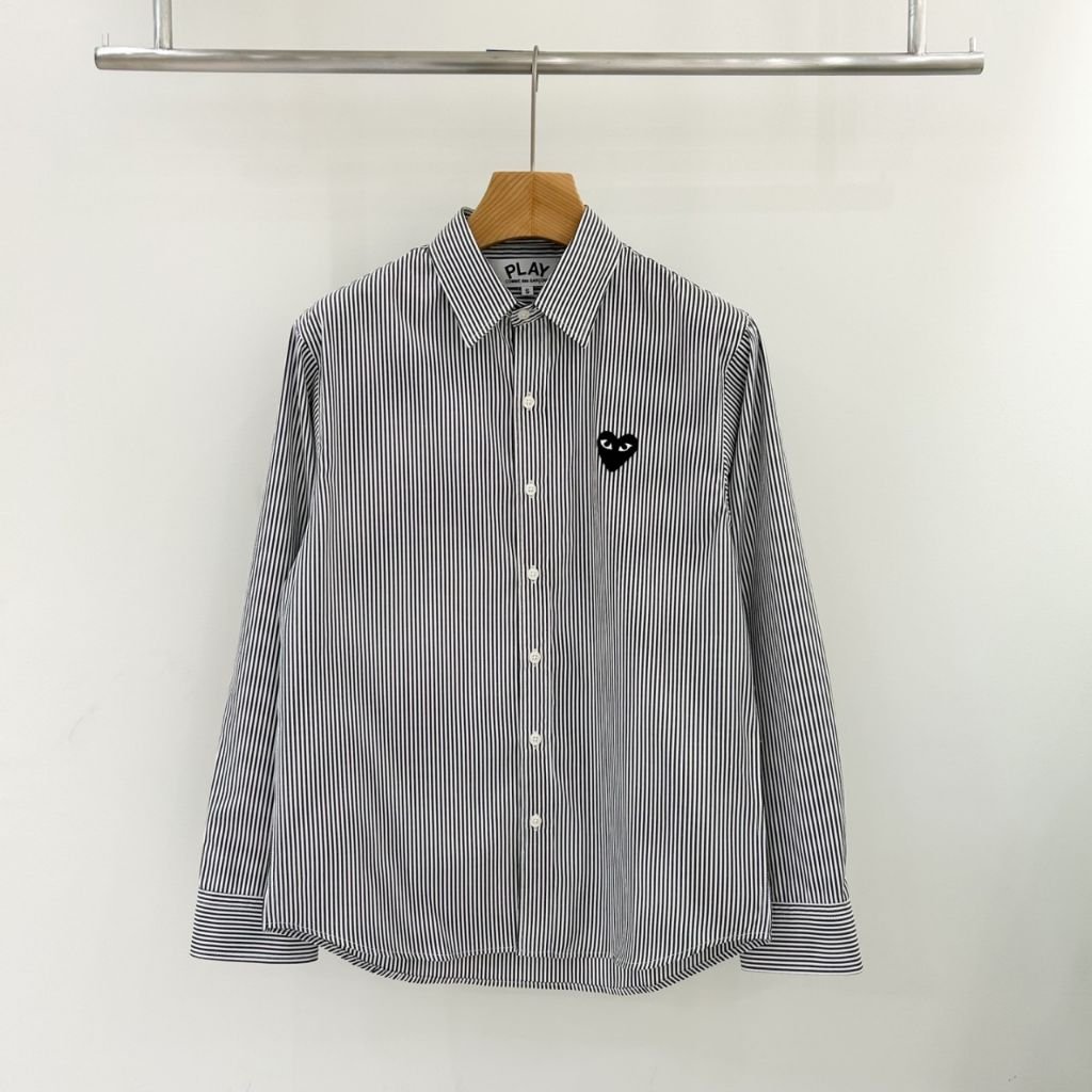 꼼데가르송 스트라이프 셔츠(소라+블랙) - 이미지 10