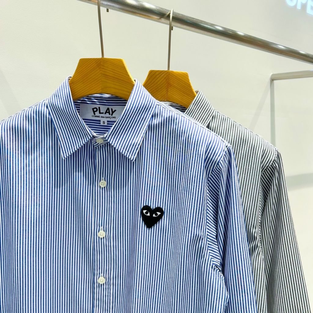 꼼데가르송 스트라이프 셔츠(소라+블랙) - 이미지 8