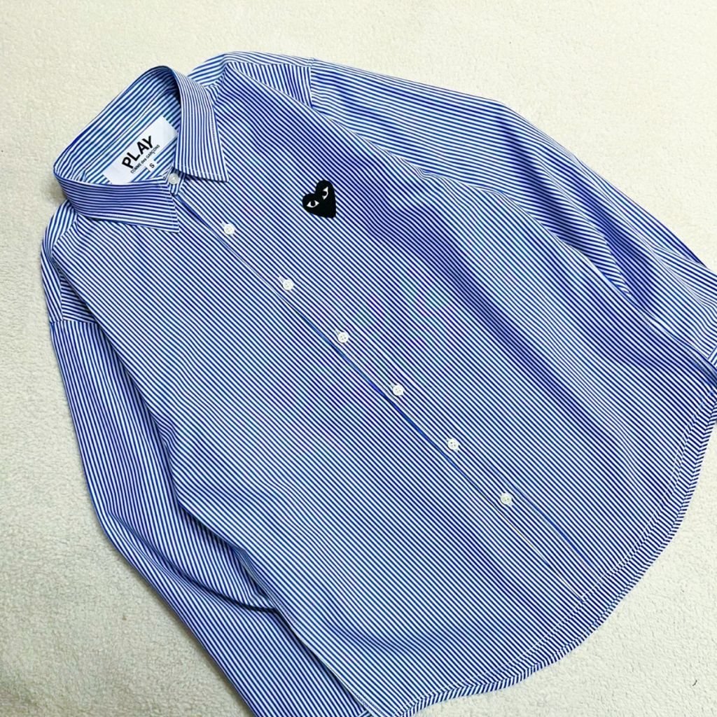 꼼데가르송 스트라이프 셔츠(소라+블랙) - 이미지 6