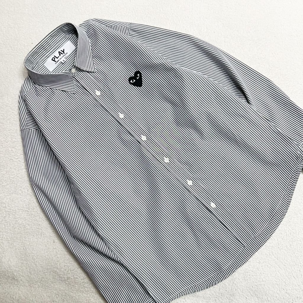 꼼데가르송 스트라이프 셔츠(소라+블랙) - 이미지 5