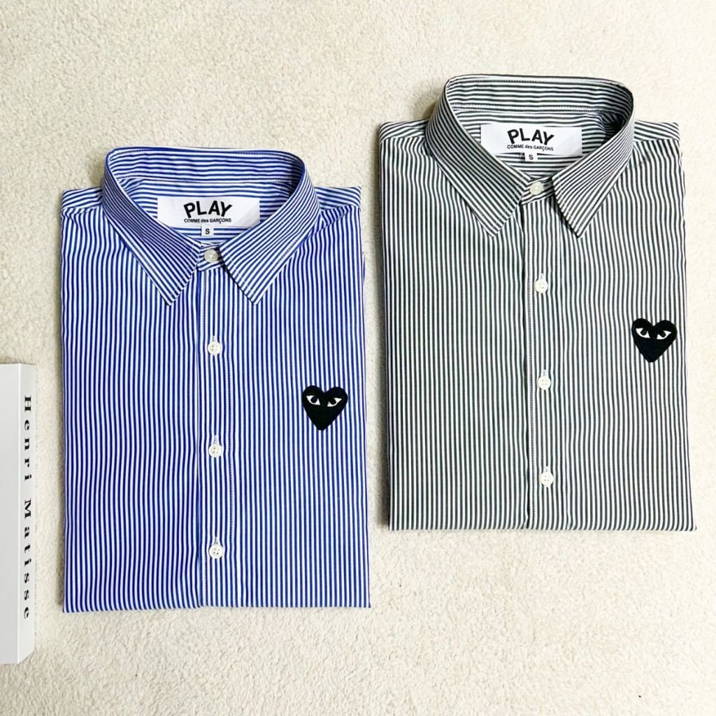 꼼데가르송 스트라이프 셔츠(소라+블랙)