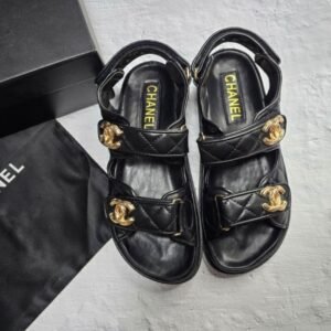 샤넬 벨크로 램스킨 샌들 (블랙)