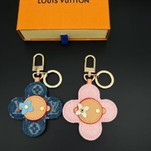 루이비통 데님 꽃 키링(청색+핑크)
